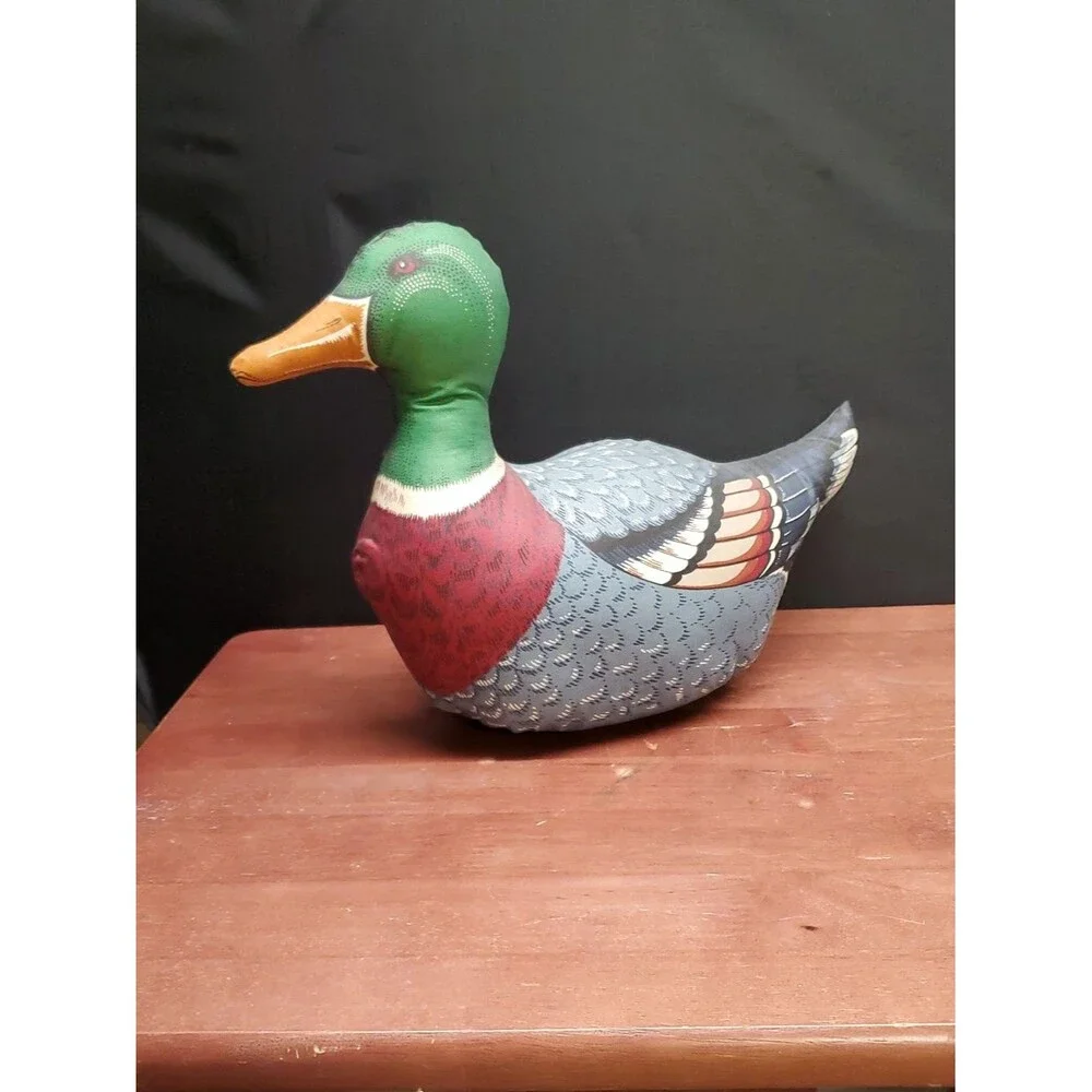 Vintage 1980's Mallard Duck Plush Craft Sewn Pillow Cabin Decor